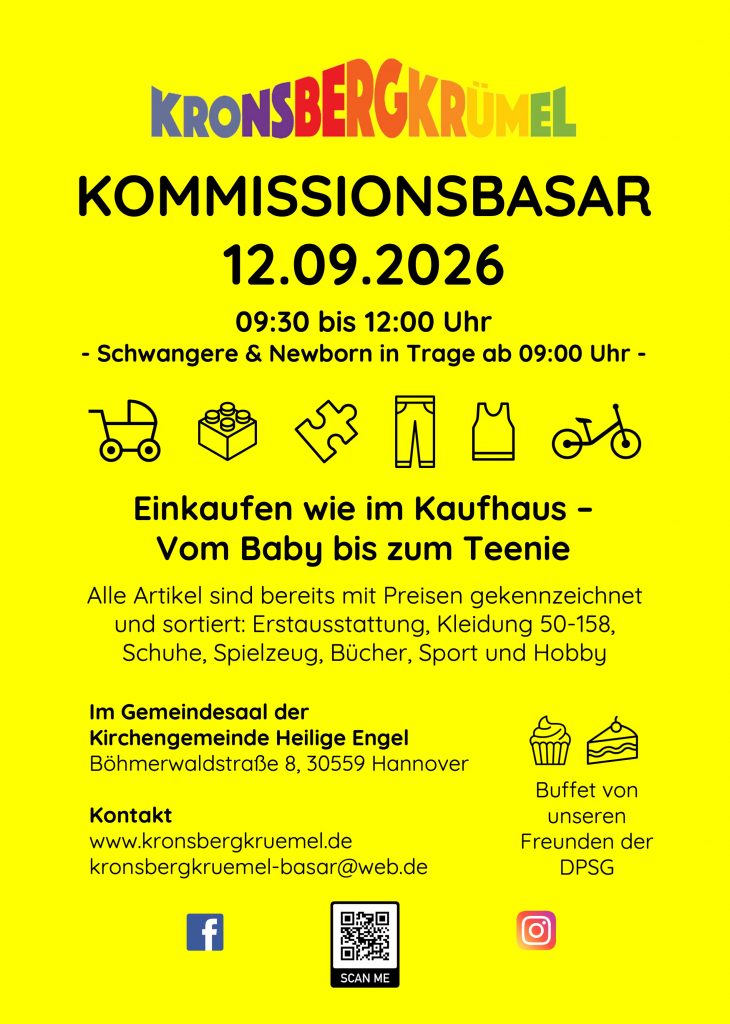 Kronsbergkrümel Basar im Herbst am 12.09.2026